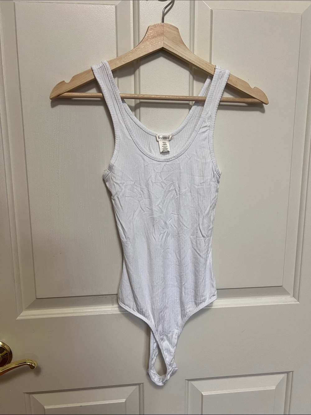 Bozzolo White Ribbed Tank Bodysuit